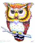 The Frightfully Wise Owl. Acrylic on canvas. Mounted 610 x 740mm (wxh) $850